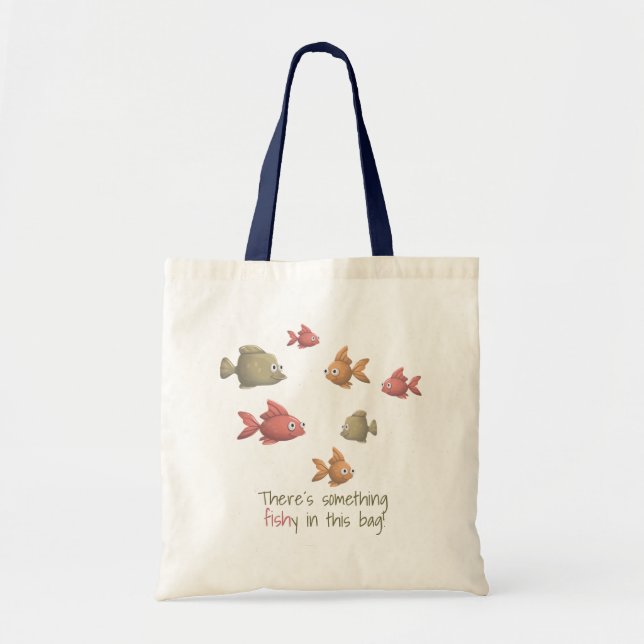 FISH SWIMMING, CUTE DECORATIVE  FISH TOTE BAG (Front)