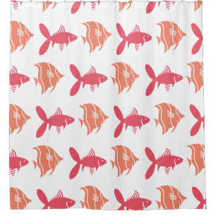 Fish Swimming Graphical Peach Pink on any Colour Shower Curtain