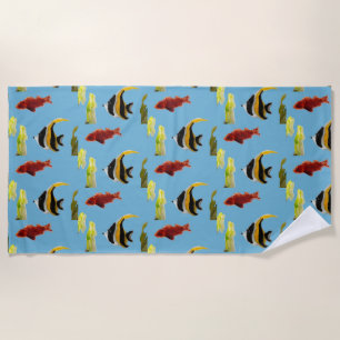 Fish Swimming in the Sea Seaside Beach Towel