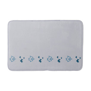 Fish Swimming Pirahnas Graphical Blue on any Bath Mat