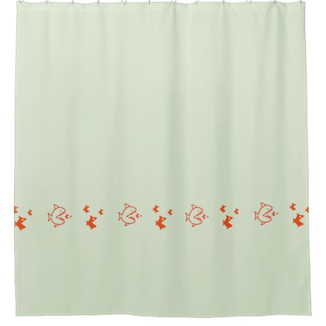 Fish Swimming Pirahnas Orange on any Colour Shower Curtain (Front)