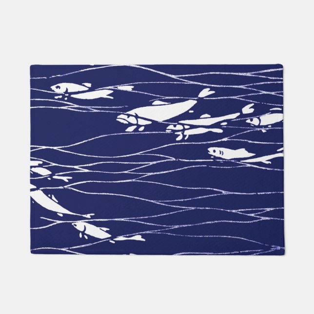 Fish Swimming Underwater Blue Doormat (Front)