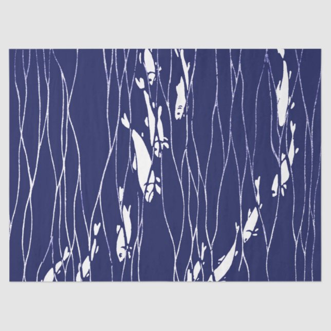 Fish Swimming Underwater Blue Tissue Paper (Front)