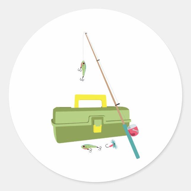 Fish & Tackle Box Classic Round Sticker (Front)