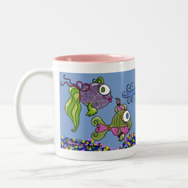 Fish Tank Dolled Up Two-Tone Coffee Mug (Left)