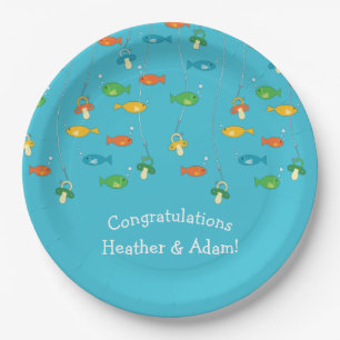 Fish Theme Fishing Baby Shower for Fishermen Paper Plate