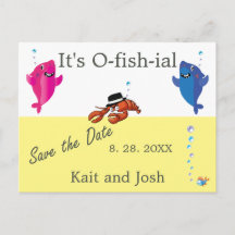 Fish Theme Lobster Mobster Wedding Postcard