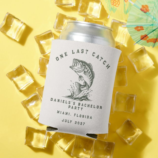 Fish Themed Custom Fishing Bachelor Party Can Cooler (In Situ Summer)