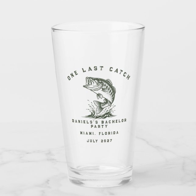 Fish Themed Custom Fishing Bachelor Party Glass (Front)