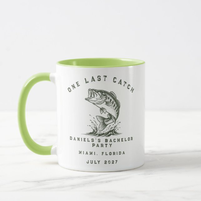 Fish Themed Custom Fishing Bachelor Party Mug (Left)