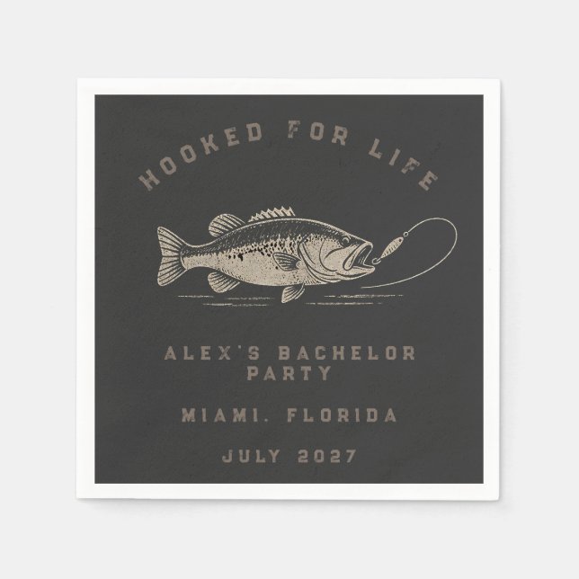 Fish Themed Custom Fishing Bachelor Party Napkin (Front)