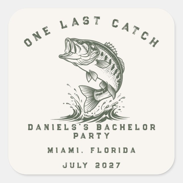 Fish Themed Custom Fishing Bachelor Party Square Sticker (Front)