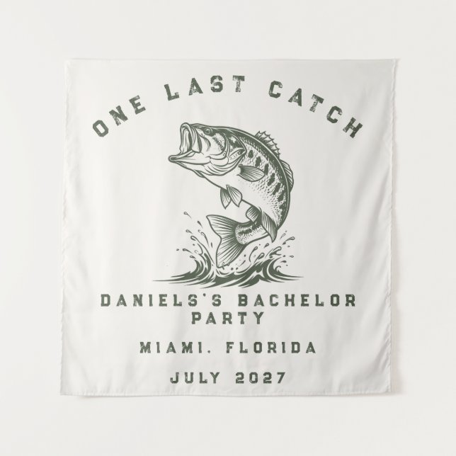 Fish Themed Custom Fishing Bachelor Party Tapestry (Front)