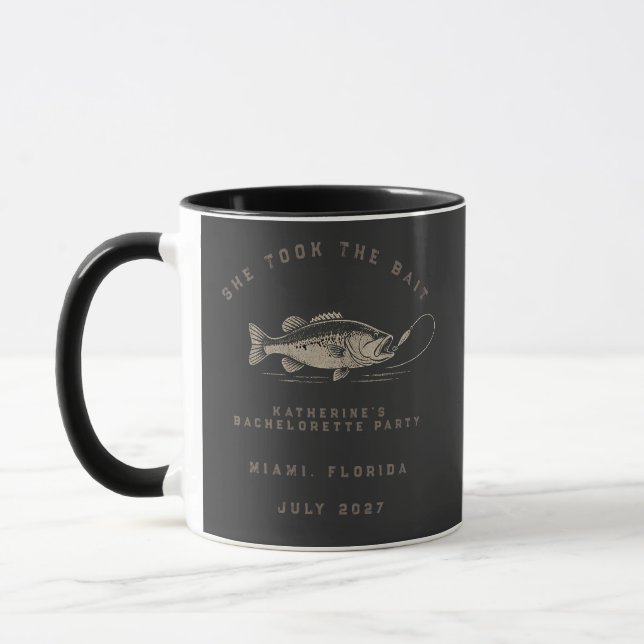 Fish Themed Custom Fishing Bachelorette Party Mug (Left)