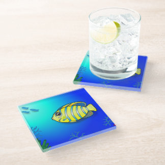 Fish themed glass coaster