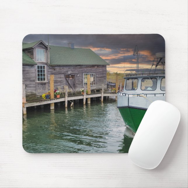 Fish Town Michigan Cabin Mouse Pad (With Mouse)