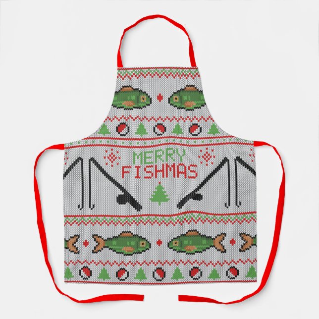 Fish Ugly Christmas Sweater Apron (Front)