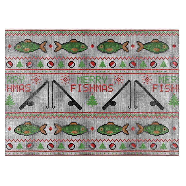 Fish Ugly Christmas Sweater Cutting Board (Front)
