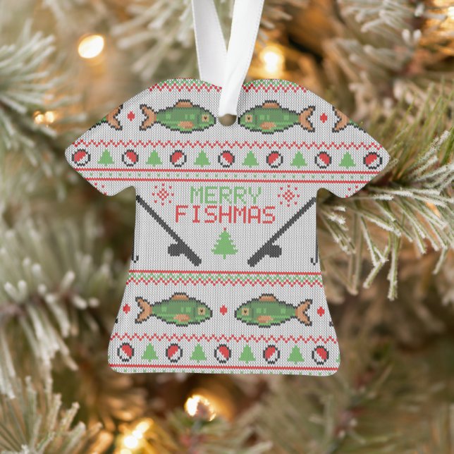 Fish Ugly Christmas Sweater Ornament (Tree)