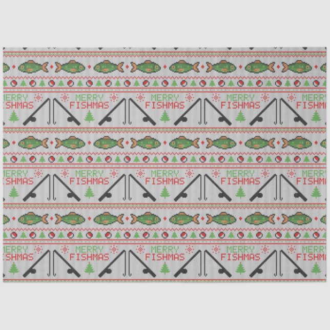 Fish Ugly Christmas Sweater Tissue Paper (Front)