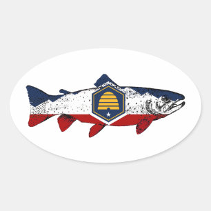 Fish Utah Trout Oval Sticker