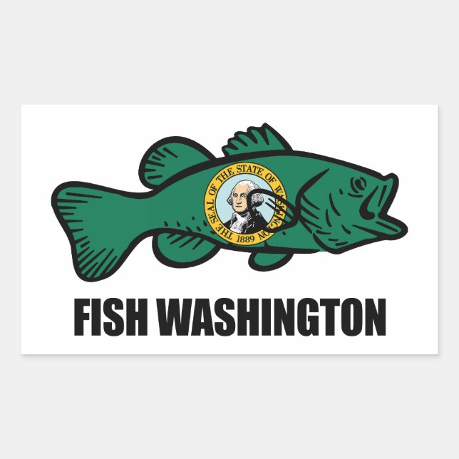 Fish Washington State Rectangular Sticker (Front)