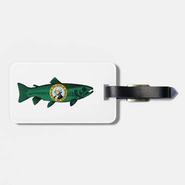 Fish Washington State Trout Luggage Tag (Back Horizontal)