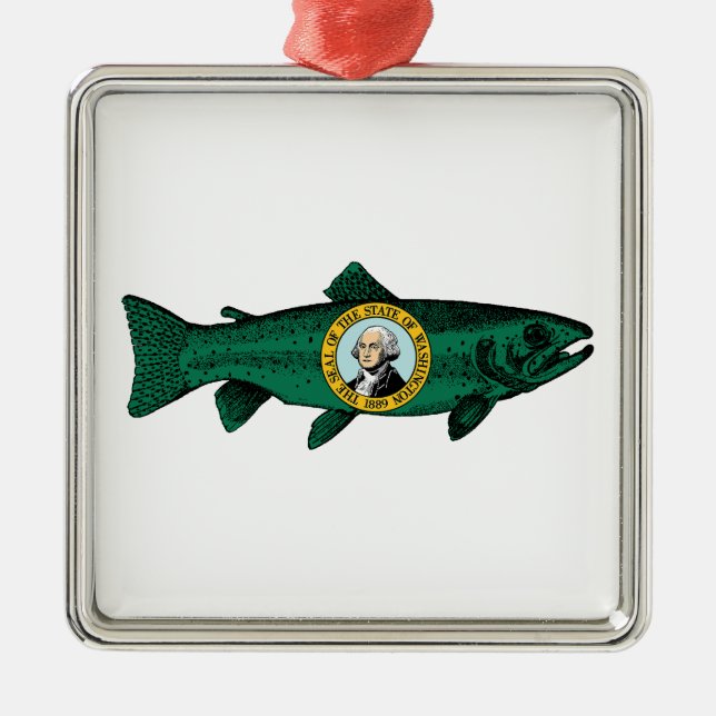 Fish Washington State Trout Metal Tree Decoration (Front)