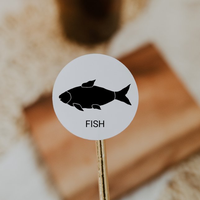 Fish Wedding Meal Choice Classic Round Sticker (Creator Uploaded)