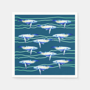 Fish Whale Animals Art Design Napkins