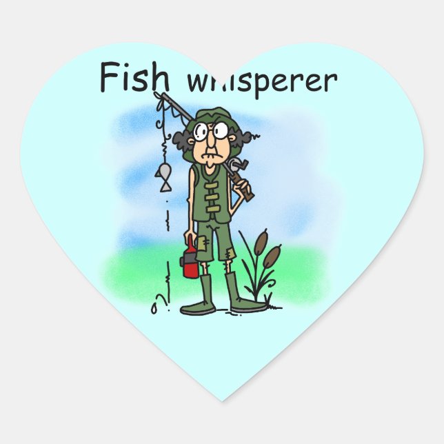 Fish Whisperer Heart Sticker (Front)