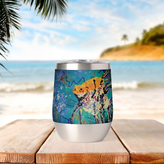 Fish Wine Tumbler Water Bottle (Beach (Rotated))