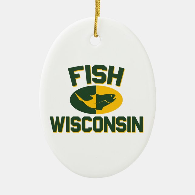Fish Wisconsin Ceramic Tree Decoration (Front)