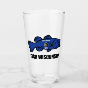 Fish Wisconsin Flag Glass
