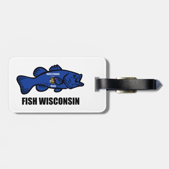 Fish Wisconsin Flag Luggage Tag (Back Horizontal)