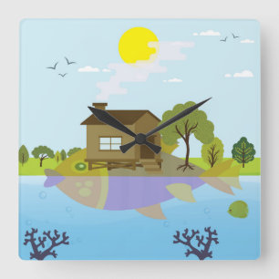 Fish with a Purpose Square Wall Clock