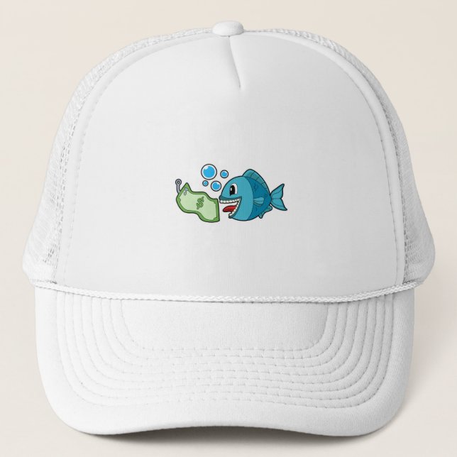 Fish with Bank note Trucker Hat (Front)