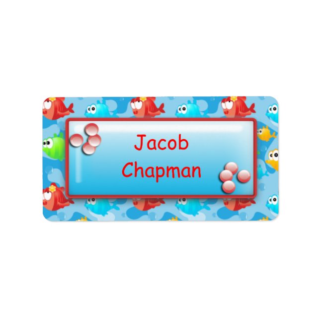 Fish with Bubbles - Boys School Name Labels (Front)