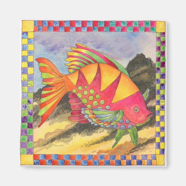 Fish with Chequered Border #4 Magnet (Front)