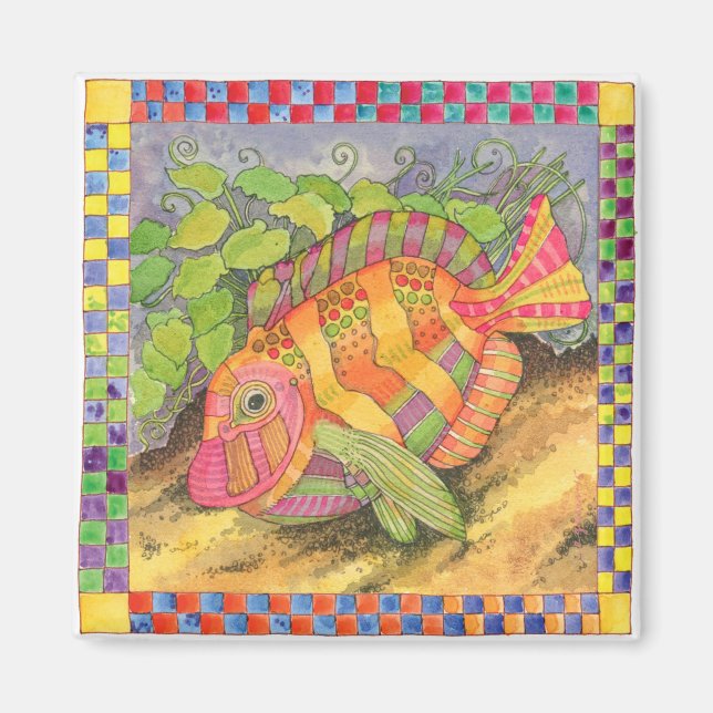 Fish with Chequered Border #5 Magnet (Front)