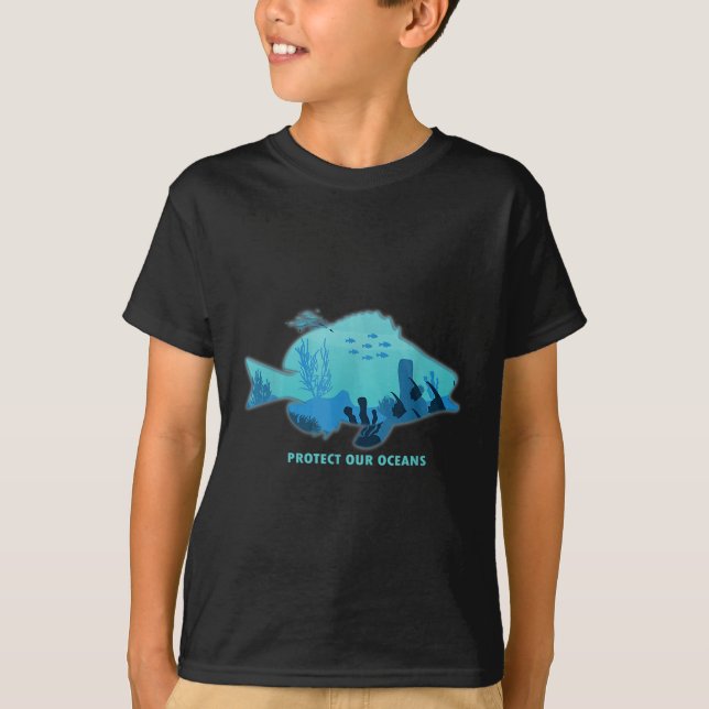 Fish With Fin, Environmental Protection, Climate P T-Shirt (Front)
