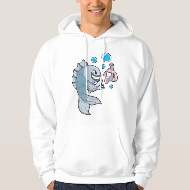 Fish with Fish hook & Worm Hoodie (Front)