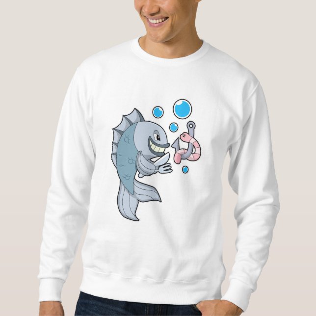 Fish with Fish hook & Worm Sweatshirt (Front)