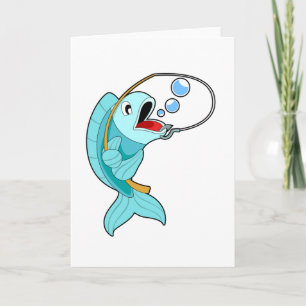 Fish with Fishing rod Card