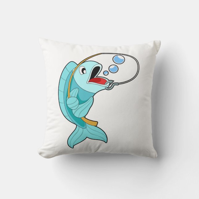 Fish with Fishing rod Cushion (Front)