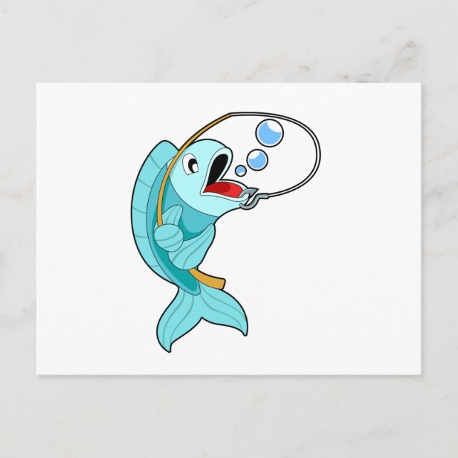 Fish with Fishing rod Postcard (Front)