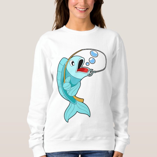 Fish with Fishing rod Sweatshirt (Front)
