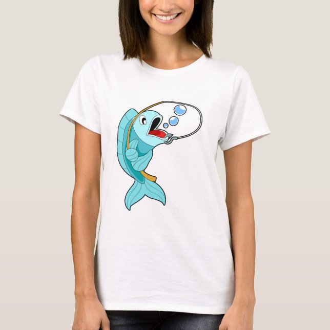 Fish with Fishing rod T-Shirt (Front)