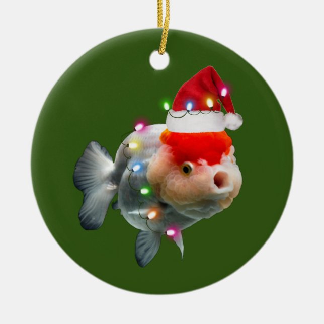 fish With Hat Lights Christmas Ceramic Tree Decoration (Front)
