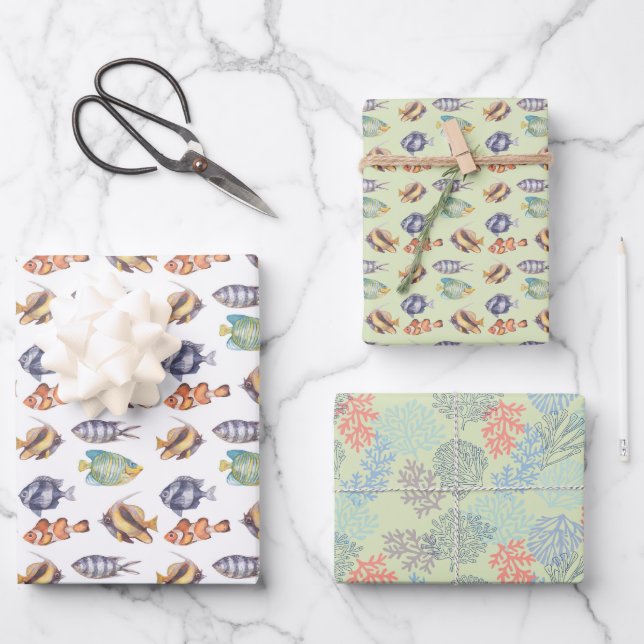 Fish Wrapping Paper, Nautical Gift Wrap (Front)